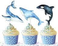 Whales Cupcake Toppers - Set of 10 Adorable Ocean-Themed Cake Decorations for Undersea Parties and Birthdays