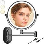 TUSHENGTU Bathroom makeup mirror with light with 10x Magnification,Wall Mounted Shaving Mirror, LED Rechargeable(8CBB-10X)