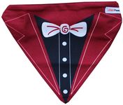 Lana Paws Tuxedo Dog Bandana Scarf, Maroon, S-M, 30 Gram