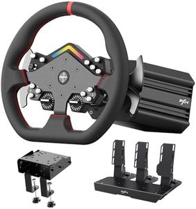 PXN V12 Lite Gaming Steering Wheel - 6Nm Torque Direct Drive Servo Racing Wheel with Pedals, Desktop Mounting Clip, Paddle Shifters, Driving Sim Pro Steering Wheel for PC, PS4 and Xbox