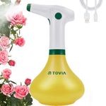 T TOVIA 1L Battery Powered Garden Sprayer, Plant Mister Spray Bottle for Indoor/Outdoor Plants, Automatic Electric Weed Sprayers for Cleaning, Gardening & Fertilizing (Yellow & White)