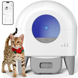 Self Cleaning Litter Box,95L Automatic Cat Litter Box Self Cleaning Large Capacity for Multiple Cats, App-Controlled with Safety Sensors, Removable Washable Liner,2 Rolls Garbage Bags,Grey