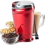 Andrew James Electric Coffee Grinder, Bean, Nut & Spice Grinder, Powerful Compact Coffee Bean Grinder for Home Kitchen, One Touch Operation 150w with 70g Basin, Includes Cleaning Brush (Red)