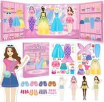 Dreamon Magnetic Dress Up Dolls for Girls, 42PCS Princess Mermaid Fairy Ballerina Papper Dolls Dress Up Games Kit, Travel Game Airplane Activities Toys Birthday Gifts for Toddler Girls Ages 3 4 5 6 7