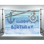 VIDMOT Nautical Sailing Background 7x5ft Happy Birthday Voyage Background for Captain Kids Party Cake Table Decor Boat Anchor Rudder Wooden Wall Backdrop Photo Photography Studio Set Props BJXPVV131