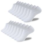 Autoor Mens No Show Socks Low Cut Cotton Invisible Socks Non Slip Casual Socks 8 Pairs,White Size 10-13