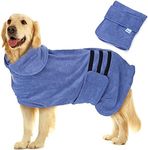 Nobleza Dog Bathrobe XL Dog Drying Coat Dog Towel Robe Dog Dressing Gown Super Absorbent Pet Bathrobe Puppy Towelling Robe Fast Drying Adjustable Dog Bathrobe Towel for Extra Large Dog Cat Blue