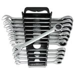 Jaeger 12pc MM/Metric TIGHTSPOT Ratcheting Wrenches - with Quick Access Wrench Organizer - Our Standard in Combination Wrench Sets from Gear to tip