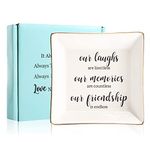 JOYIMARR Endless Friendship Gifts Ceramic Ring Dish Jewelry Tray,Birthday Gifts For Best Friend-Our Laughs Are Limitless,Our Memories Are Countless,Our Friendship Is Endless