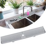 30 inch Kitchen Sink Splash Guard, Faucet Splash Guard, Kitchen Faucet Mat, Longer Silicone Sink Mat for Kitchen Counter, Bathroom, Farmhouse, Drip Protector Splash Countertop (Gray)