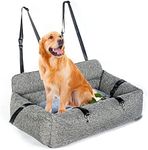 Dog Car Seat, Pet Car Seat for Medium/Large Dogs Under 50 lbs or 2 Small Dogs, Detachable Washable Durable Comfortable Dog Car Bed with Clip-On Safety Leash