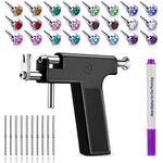 Ear Piercing Gun Kit Reusable Ear Percinging Tool Professional Body Nose Lip Earrings Set With Stainless Steel Studs Silver Sticks For Salon Home Use