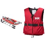 Intex Excursion Pro Kayak, Super Tough Laminate with Oars and Pump, 384x94x46cm, Multi-Coloured & Helly Hansen Sport II Buoyancy Aid Unisex Red/Ebony 70/90