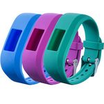 Chofit Replacement for Vivofit JR 2/Vivofit JR/Vivofit 3 Straps, Large Silicone Bands Wristband Bracelet Compatible with Garmin Vivofit JR 2/Vivofit JR/Vivofit 3 Activity Tracker (Blue+Teal+Purple)