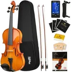 Mendini by Cecilio Violin Instrument - MV400 Size 4/4 Acoustic Violin with Bow, Case, Tuner, Metronome & Extra Strings, Kids & Beginner Violin, Maple Varnish, Full Size Violin