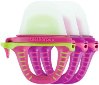 Teetherpop Fillable Silicone Teether for Babies (3-Pack) – Breastmilk Popsicle Molds for Teething w/Spill-Proof Sippy Slits – Freezable Baby Teethers for Liquids & Purées (PinkLemon/Fuchsia)