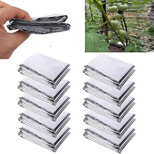 Silver Reflective Mylar Film Sheets - Garden Greenhouse Covering Foil Sheets Set of 10 Pack | Mylar Roll for Grow Room Effectively Increase Plants Growth - 87 x 63 inch Space Emergency Blankets Fabric