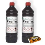 Bird Brand Premium Grade Paraffin 1L x 2 (2 litres) – Paraffin Oil for Greenhouse Garden Heater Oil Burner Lamps Torches with KasaBona Safety Matches - 1L (2)