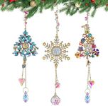 H&D HYALINE & DORA 3pcs Christmas Tree Sun Catcher Crystal Christmas Ornaments Glass Snowflake Rainbow Sun Catcher for Window Christmas Tree New Year Party Decoration