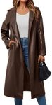 Trendy Queen Womens Brown Long Faux Leather Jackets Trench Coat Fall Blazer 2025 Going Out Outfits Clothes Sexy Oversized Waterproof XL