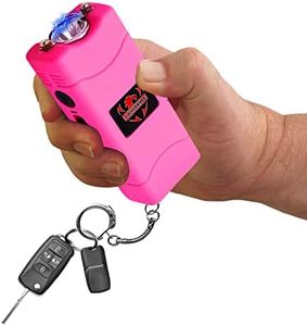 FIGHTSENSE Super Heavy Duty Keychain Stun Gun with Flashlight for Men and Women self Defense Device, Rechargeable Stun Gun, Nylon Holsters (Pink)