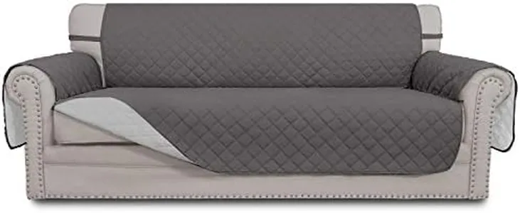 Easy-Going Reversible Couch Cover for 3 Cushion Couch Sofa Cover for Dogs Water Resistant Furniture Protector Cover with Foam Sticks Elastic Straps for Pet Cat (Sofa, Gray/Light Gray)