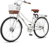 Viribus Beach Cruiser Bike for Women, Womens Bike with Ratten Basket and Rack 26 inch 1 Speed, Womens Cruiser Bike, City Bike, Commuter Bike, Adult Bicycle for Short Women Ladies Female White