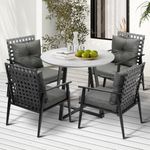 Livsip Outdoor Dining Set 5pcs Outdoor Table and Rattan Chairs Outdoor Furniture