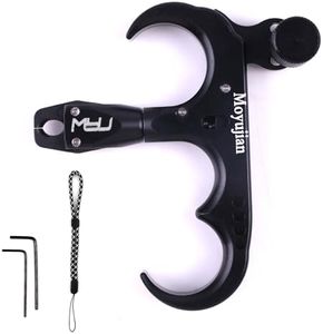 Moyujian Compound Bow Release,Archery Release Aids, 360 ° Rotatable, Mechanized Aesthetic Design for Thumb Release，Composite Bow Three Finger Release Suitable for Adults and Teenagers (Black)