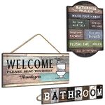 Chaka Chaundh - bathroom poster - bathroom posters with frame - bathroom quotes framed posters - bathroom etiquette poster - bathroom rules poster - (14 X 11 inches) (Bathroom Wall Plaque - Set of 3)