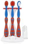 Nuby 4 Stage Oral Care Set System (Red/Blue)