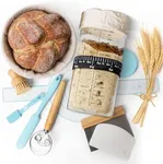 KRUVIG Sourdough Proofing Basket (Round 9”) & Sour Dough Starter Jar Kit 34 oz (XL & wide mouth) – Banneton Basket for Proofing & Baking Sourdough – Complete Sour Dough Starter & Baking Bread 14p Kit