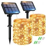 Solar String Lights Outdoor Garden 2Pack, 15+2M/56FT 150LED Outdoor Solar String Lights 8 Modes Fairy Lights Solar Powered, Copper Wire Solar Lights for Decorating Garden, Wedding, Yard, Christmas