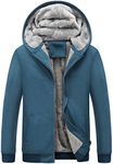 Yeokou Men's Winter Thicken Fleece Sherpa Lined Zipper Hoodie Sweatshirt Jacket X-Large Blue