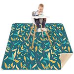 Welspo Splat Mat for Under High Chair, Washable Large Floor Mat, Anti-Slip Silicone Spot Waterproof Baby Splash Mat, Food Catcher Art Craft Leak Proof Mat (51'' X 51'') Green