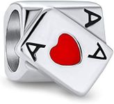 Winner Casino Poker Playing Aces Card Game Ace Of Hearts Charm Bead For Women For Teen .925 Sterling Silver Fits European Bracelet