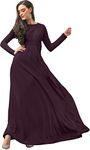 koh koh Womens Long Full Sleeve Sleeves Flowy Empire Waist Fall Winter Modest Formal Floor Length Abaya Muslim Gown Gowns Maxi Dress Dresses, Maroon Wine Red XS 2-4