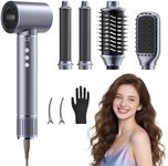 Hair Dryer Brush 5 in 1 Hair Styler, 110000RPM High-Speed Negative Ionic Air Curler for Hair Blow Dryer Brush, 1100W Hot Air Hair Brushes Styler and Dryer for Curling Straightening Volumizing (Blue)