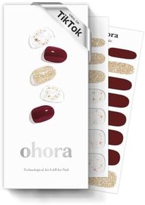 ohora Semi Cured Gel Nail Strips (N Poinsettia) - Red, Works with Any UV/LED Nail Lamps, Salon-Quality, Easy to Apply & Remove - Valentine's Day Gel Nail Wraps, Stickers, Romantic Gift Ideas