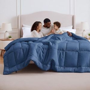 Bedsure Comforter Duvet Insert - Quilted Comforters Oversized King, All Season Duvet, GentleSoft Down Alternative Bedding Blanket, with 8 Tabs, Gifts for Women/Men, Dark Slate Blue,OversizeKing 116x98