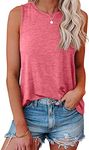 isermeo Womens Summer Tank Tops Shirts Blouses Vintage Elegant Crewneck Neck Sleeveless Tunic Tank Top Peach M