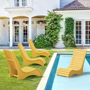 Homenjoy HDPS Pool Lounge Chairs Set of 4, Use in Pools Lounge Chairs up to 10-Inches of Water, Chaise Chairs with Headrest, Lounge Chair Outdoor, Fade-Resistant Pool Lounger for Deck