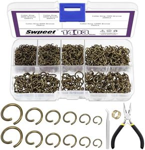Swpeet 1403 PCS taille mixte 4-10mm bronze ouvert anneau de saut kit avec pinces à �épiler, pinces à anneau de saut et ouvre - anneau de saut, connecteur d'anneau rond pour la fabrication de bijoux