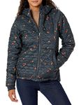 Amazon Essentials Women's Lightweight Water-Resistant Sherpa-Lined Hooded Puffer, Black Leafy Floral, S