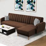 BRAXTON Dino LHS 4 Seater L Shape Sofa Set for Living Room (Black Fabric) (6 Seater - RHS, Brown)