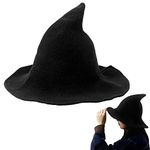 Halloween Women's Modern Witch Hat Fashion Foldable Cosplay Costume Ball Sheep Wool Witch Hat