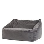 icon Milano Bean Bag Sofa, Charcoal Grey, Giant Velvet Bean Bag Chair, Loveseat, 2 Seater Sofa, Living Room Furniture