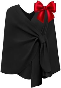 PULI Women's Elegant Shawl Wraps Travel Gifts Soft Open Front Poncho Sweater for Fall Winter Black