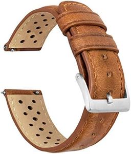 21mm Caramel - Barton Racing Horween Leather Watch Bands with Integrated Quick Release Spring Bars - Standard-Standard Length fits Wrists 5" to 8" - Choose Strap Color & Width