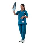 DRx5 Scrub Suit for Women - Classic V-Neck Healthcare Uniform Set | Premium Blend for Comfort and Durability | Ideal for Doctors, Nurses, and Hospital Staff (Teal Blue, XX Large)